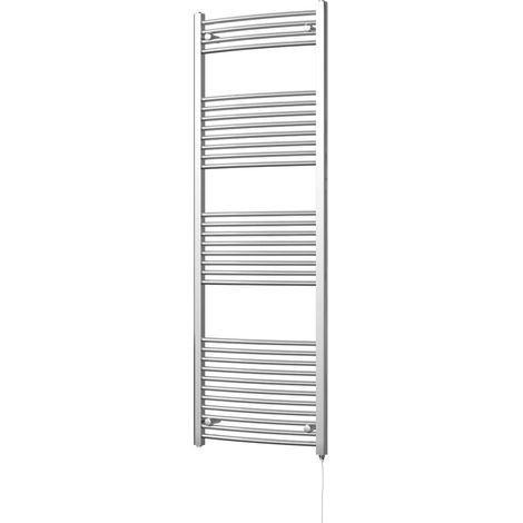 Zennor - Chrome Electric Towel Rail H1800mm x W600mm Curved 500w Standard (1/3)