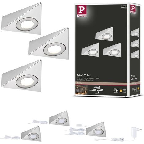 ECLAIRAGE LED SOUS MEUBLE À DÉTECTION TRIAS 3X2,7W 3X185LM 3000K ACIER BROSSÉ - 92125