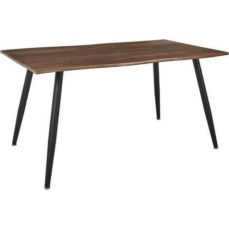 CORALIE - Table de Repas Allongeable en MDF Aspect Chêne Pieds Métal Noir (1/5)