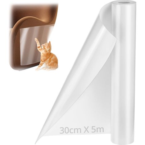 30 cm x 5 m Film autocollant anti-griffures pour chat, transparent protection anti-griffures ruban pour canapé, portes et meubles (1/5)