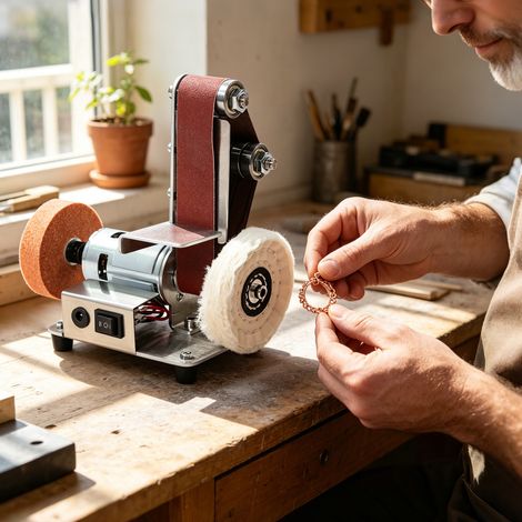 YISSALE - Ponceuse d'atelier à bande – Moteur en cuivre 4000-9000 tr/min – Vitesse réglable 7 niveaux – Pour bois dur et métaux (1/5)