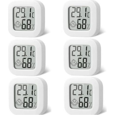 Bardusch 6 pcs Mini thermometre interieur maison-termometro higrometro digital Fonction ℃ / ℉,Moniteur Température Termometre Maison -50 ℃ 70 ℃, 10% 99% RH Convient pour Maison, Bureau (batterie inc (1/5)