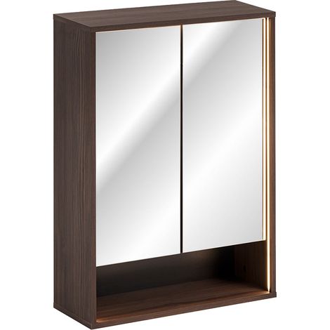 Miroir armoire murale 2 portes 60cm Moka Bois foncé (1/5)