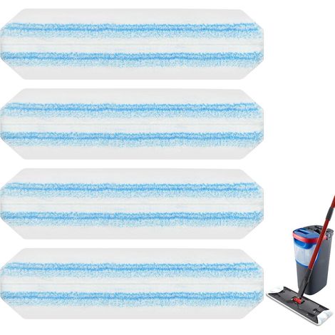 Lot de 4 têtes de balai plates Vileda H2Pro et OCedar H2pro, têtes de balai en microfibre jaunes rigides, lavables en machine et réutilisables. (1/5)