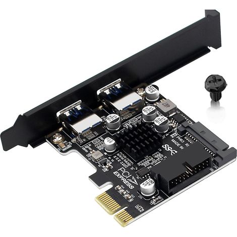 Carte d'extension PCIe vers USB 3.0 à 2 ports USB PCI-e, contrôleur VL805, 5 Go