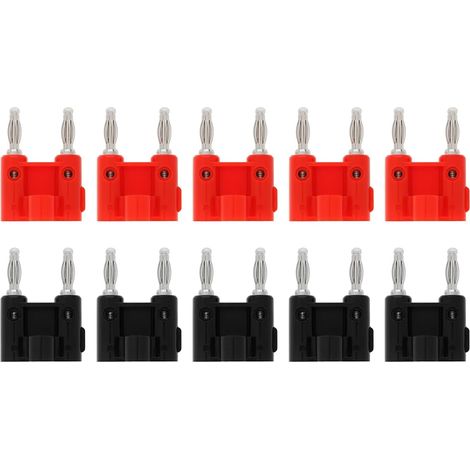 10 conectores banana dobles, conectores de 4 mm, conectores para altavoces, conectores banana roscados, adecuados para altavoces y sistemas de cine en casa. (1/5)