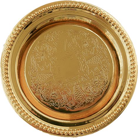 Plateau De Rangement Ronde - En Fer Doré - Pour Bijoux Anneaux Colliers Bracelets - Usage Salle De Bain Chambre Cuisine - 1 Pièce (1/5)