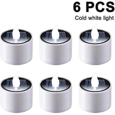 Lot de 6 bougies chauffe-plat solaires - Lampe LED solaire électronique rechargeable à effet scintillant (1/5)