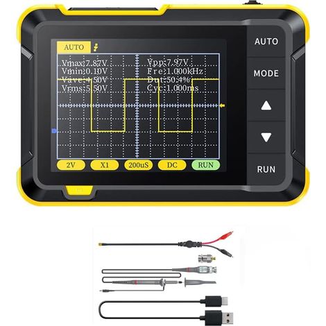 Osciloscopio portátil de mano, 400 V, 200 kHz, frecuencia de muestreo en tiempo real de 2,5 MS/s, con función de actualización OTA, osciloscopio para principiantes (1/5)