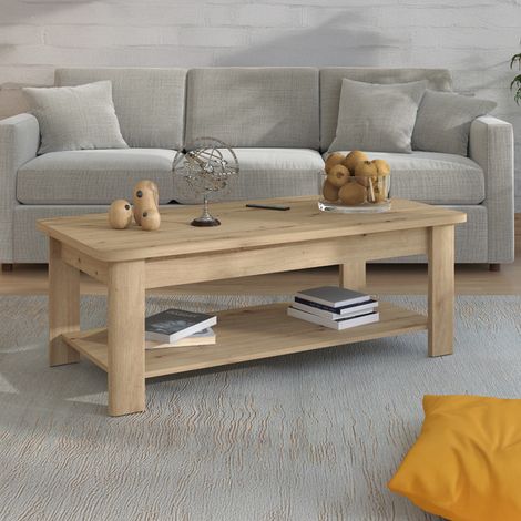 Couchtisch Pella, ein Fach, rechteckig, Farbton Tischplatte Eiche Knoten, 124x60x45h cm Braun Eiche Knoten (1/5)