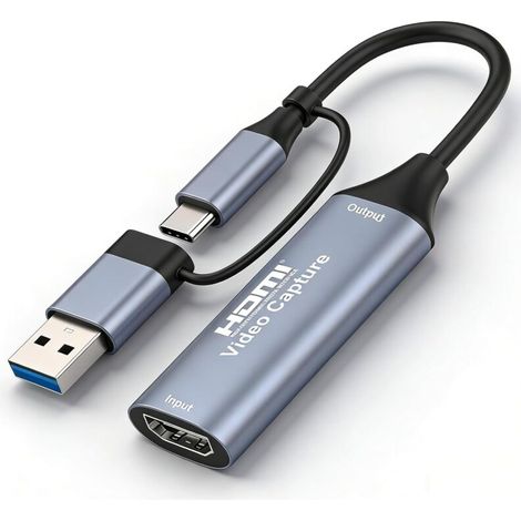 Carte d’Acquisition Vidéo HDMI vers USB C 3.0 4K Entrée 1080P 60FPS Capture Vidéo Externe pour Streaming Jeux Enregistrement Enseignement Réunion Plug & Play pour PC Mac Laptop Windows