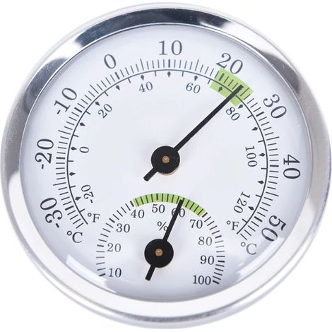 Hygromètre analogique d'intérieur, thermomètre, hygromètre argenté (1/5)