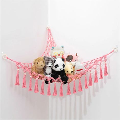 Filiyano-Rangement pour jouets QD-Snuggle avec hamac en filet pour peluches légères, rose foncé (1/5)