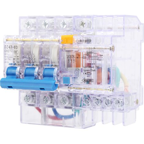 Disjoncteur Magnetothermique - 3 Phases - Protection Contre Les Fuites - DZ47LE-63 - Courant 6 A à 63 A - Transparent (1/5)