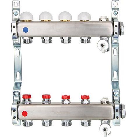 Collecteur de chauffage inox vanne intégrée DN25 1" avec 3 circuits chauffe (1/2)