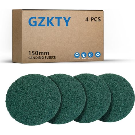 Tampon à Récurer 150mm, 4 Pièces Pad Polissage, Eponge Abrasive, Grain P80-100, pour Vaisselle, Évier, Cuisine, Salle De Bains Et Grilles en Métal, etc. (1/5)