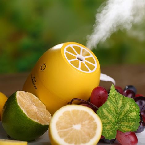 Humidificateur LED - Humidificateur à Brouillard Froid Ultrasonique - 180 ml - Lumière Nuit Citron - Pour Chambre Bébé Bureau Yoga - Jaune (1/5)