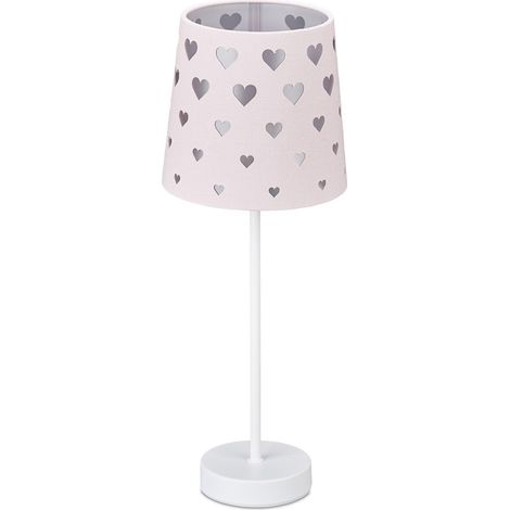 Lampada da tavolo stellata per bambini proiezione cuori 43 x 16 cm in tessuto bianco 130009213