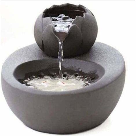 Water Fountain - Ceramic - With Vertical Lotus and Automatic Filter - Ideal for Cats and Pets - Black, TRIMEC (1/5)