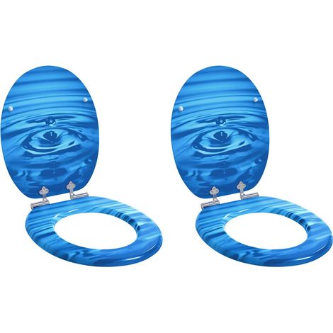 vidaXL Sedile per toilette con chiusura morbida 2 pcs Goccia blu