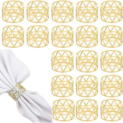 Lot de 20 ronds de serviette en métal doré ajouré, 11,5 cm, décoration de table élégante pour mariages et fêtes (1/4)