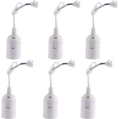 6 Pcs Douille Ampoule Plafond E27 à Visser de Chantier, Base Plafonnier Culot E27, Support de Lampe Plafonnier a Encastrer, pour Ampoules à Incandescence, Lampes Halogènes(Blanc) (1/4)