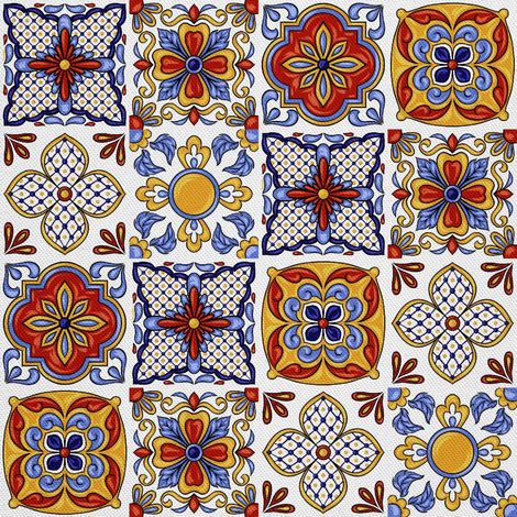 Outdoor Dekostoffe Oxford - Motiv Spanische Majolika (1/5)