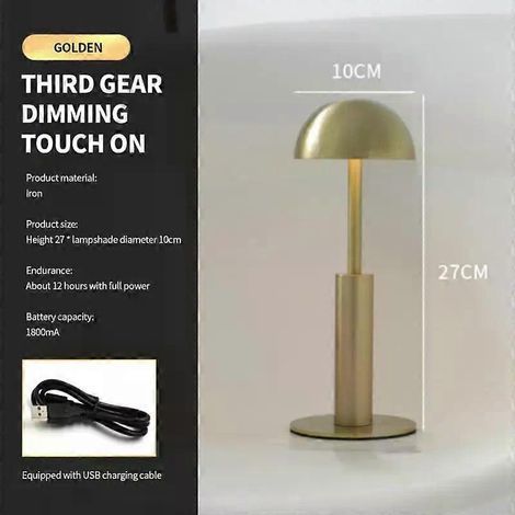 Lampe de bureau LED rechargeable sans fil, commande tactile, structure métallique, 3 niveaux de luminosité réglables (1/5)