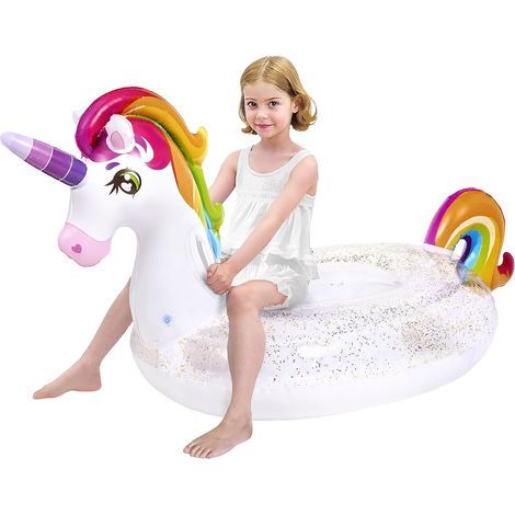 Flotteur de Piscine Gonflable avec Paillettes, flotteurs de Plage Amusants, Radeau de Licorne, Jouets de Piscine, décorations de fête d'été pour Enfants (175cm75cm85cm) (1/5)