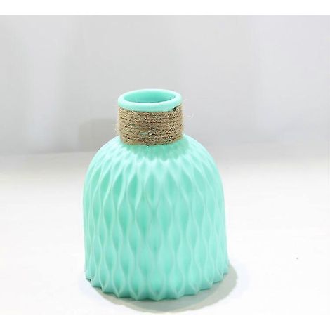 Vase en plastique aspect céramique, incassable, pour la décoration intérieure, la décoration de mariage, le salon, la salle à manger, le bureau (bleu ciel) (1/2)