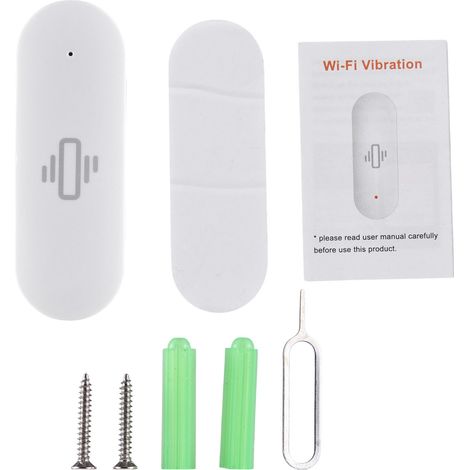 Détecteur de vibration WiFi Tuya, sensibilité réglable, alerte push, pour portes et fenêtres, blanc, installation facile sans fil (1/5)