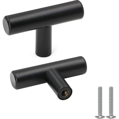 Lot de 10 boutons de meuble vintage en acier inoxydable noir avec vis pour commode et armoire (1/5)