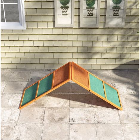 Rampa per cani 173x59x66 cm, altezza regolabile, pieghevole, superficie antiscivolo, legno, arancione (1/5)