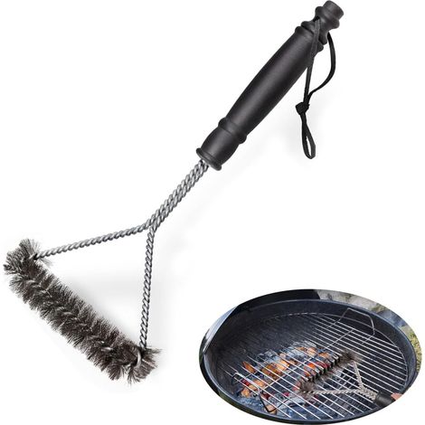 Brosse Barbecue 30 cm - Acier Inoxydable - Nettoyage Rapide - Poignée Bois - Pour Gril Gaz Et Charbon