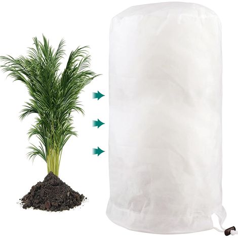 Winterschutz für Pflanzen 80x100cm, Winterschutz für Kübelpflanzen Frostschutz, Pflanzenabdeckung mit Zugband für Balkonpflanzen-Weiß, 1 Stück (1/5)