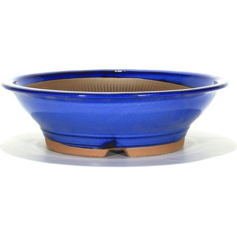 Vaso bonsai smaltato tondo cm. 36 Blu (1/2)