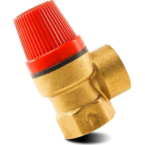Soupape de sécurité 3/4" - Valve de décharge - Filetage intérieur G3/4" - Vanne de réduction de pression en laiton - Valve de sécurité à membrane DN20 - 3 bars 3/4" IG - Pour eau, huile, gaz