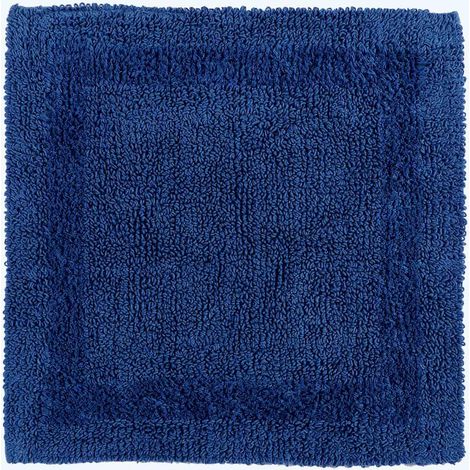 HOMESCAPES Duschvorleger dunkelblau 50x50 cm aus 100% Baumwolle