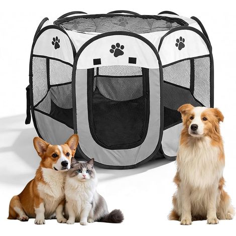 Parc pour Chien Pliable, 73 x 73 x 43 cm Tissu Oxford Parc a Chiot pour Animaux de Compagnie Enclos Chien Interieur Exterieur Enclos Portable pour Chats, Chiens, Lapins, Petits Animaux pour Voyages (1/5)