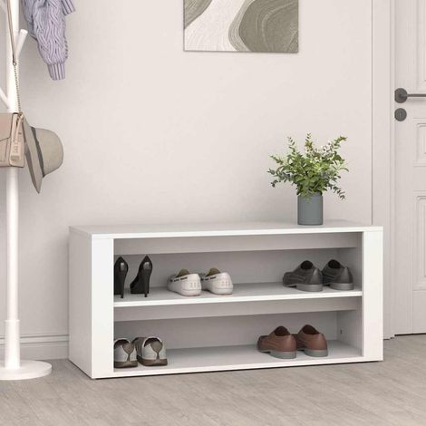 vidaXL Zapatero de madera contrachapada blanco 100x35x45 cm (1/5)