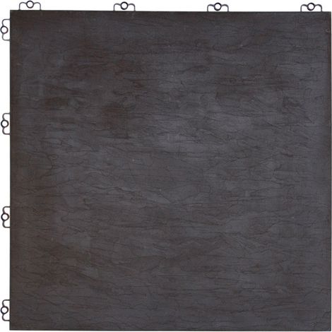Dalle en plastique noire épaisseur 8 mm Dalle effet pierre à dimensions 38,5x38,5 cm Dalle résistante et simple à poser pour extérieur (1/2)