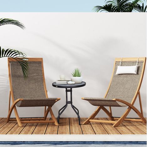 Table de jardin ronde en métal noir avec plateau en verre trempé Ø60 x H70 cm (1/5)