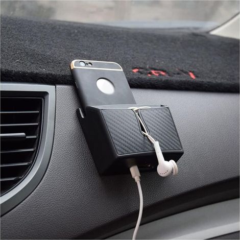 Auto-Adhésif Boîte de Rangement Voiture, Motif en Fibre Carbone Organiseur, Téléphone Lunettes De Soleil Organisateur, Accessoires automobiles, pour Stockage Clés, Monnaie, Stylos(Petit) (1/5)