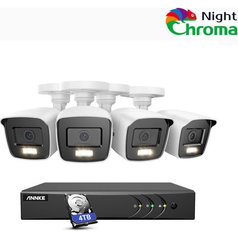 ANNKE 8CH Kit de Vidéosurveillance Extérieures,5MP DVR et 4 Caméras Couleur Vision Nocturne Filaires HD 1080P,Alerte E-Mail, Détection Mouvement Accès à Distance 4TB HDD (1/5)