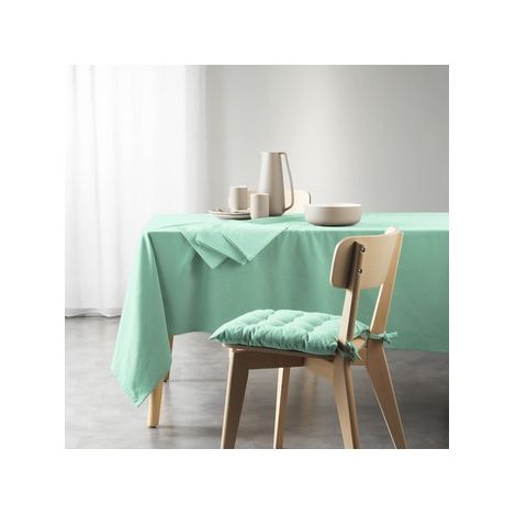 Nappe rectangle uni en coton recyclé "Mistral" - Vert menthe - 140 x 240 cm - Livraison gratuite (1/3)