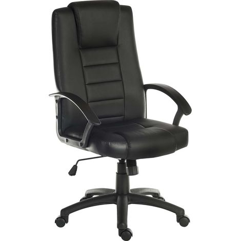 Rs Pro – Chaise de bureau réglable 50-60cm – Dossier inclinable – Revêtement en cuir noir – Capacité 115kg – Pour usage professionnel