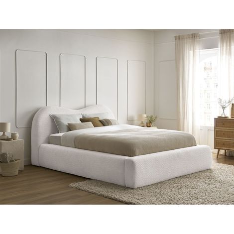 BOBOCHIC - Lit coffre ORLANE tissu bouclette 140x190 Blanc (1/5)