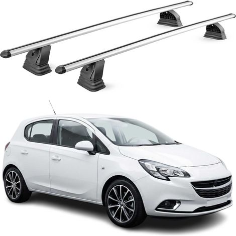 OMAC Barres de toit transversales en aluminium pour Opel Corsa E 2014-2019 – TÜV / DIN 75302:2019 – Antivol inclus – Charge max 75 kg – 2 barres – Gris (1/4)