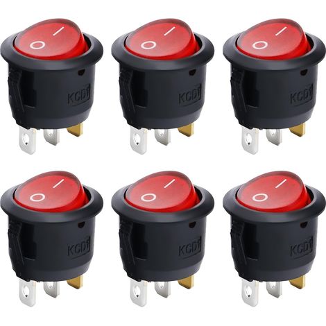 Interrupteur a Bascule Rond à 3 Bornes 2 Positions,16A 250V 10A 125V AC avec Lumière Rouge,Petit Interrupteur ON OFF,Toggle Switch,Interrupteur Bascule,Touche Basculante Ronds d'alimentation KCD1 (1/5)