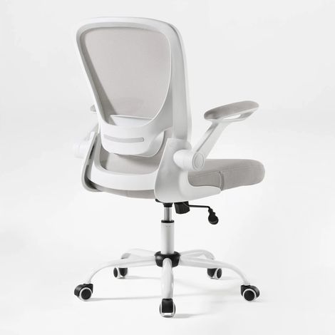 Chaise de bureau ergonomique en maille respirante, fauteuil informatique roulant confortable avec soutien lombaire réglable et accoudoirs rabattables